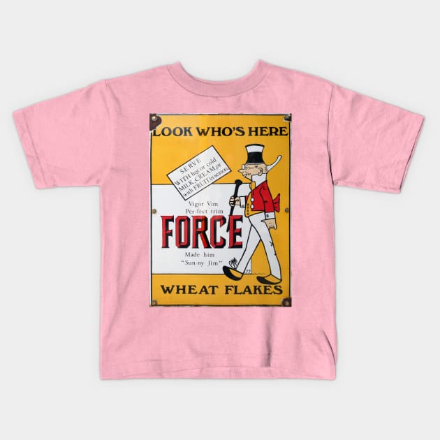 Force Wheat Flakes, vintage enamel sign. Kids T-Shirt by JonDelorme